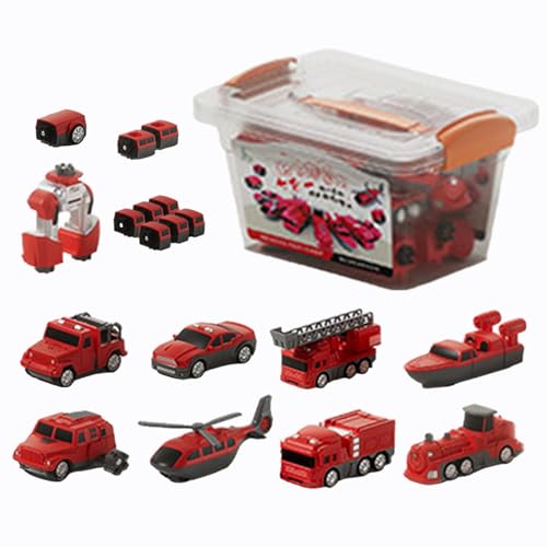 Sirseon Spielfahrzeug-Set, Spielzeug mit verwandelnden Fahrzeugen, Zusammengebaute, verwandelnde magnetische Spielzeugautos für Kinder, Fahrzeugblöcke, Sammelfiguren für Kinder für Schlafsaal, von Sirseon