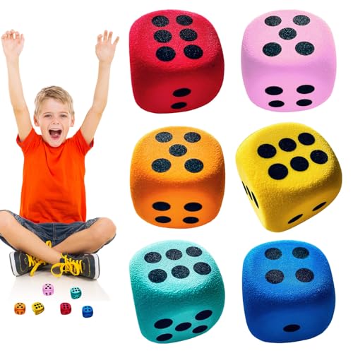 Soft Dice,6er-Set Farbige Spielwürfel 3,8 cm - Mit Abgerundeten Kanten Für Kinder Ab 3 Jahren Für Unterricht Familienabend Brettspiele Reisen Zuhause Camping Soft Dice,6er-Set Farbige Spielwürfel 3,8 cm - Mit Abgerundeten Kanten Für Kinder Ab 3 Jahren Für Unterricht Familienabend Brettspiele Reisen Zuhause Camping von Sirseon