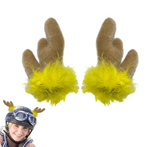 Weihnachtsgeweih Helme, Plüsch Hirschhörner, Plüsch Geweih Dekoration, Motorrad Schutzhelm Zubehör Niedliche Dekorationen, Hirschgeweih Helme | Plüsch Harte Hut Zubehör von Sirseon