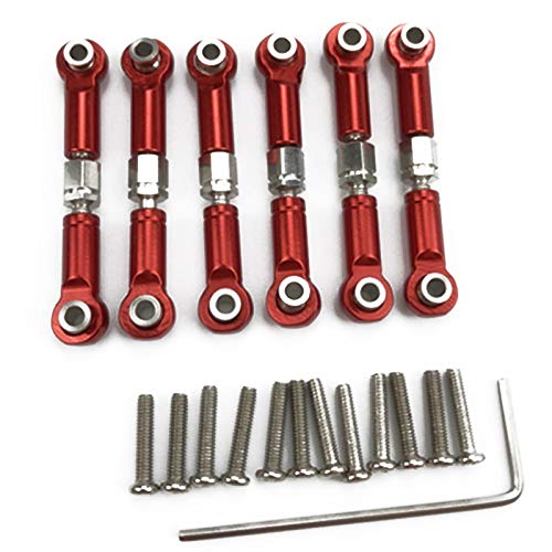 Sirxlevcy 6 StüCke Einstellbare Metall GestäNge Zug Stange Vorne/Hinten Servo Link für A949 A959 A969 A979 K929 RC Auto Upgrade, Rot von Sirxlevcy