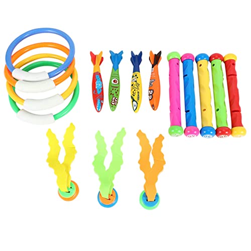 Sirxlevcy Tauchspielzeug Unterwasser-Schwimmbecken-Spielzeug, Tauchringe & -StöCke, Torpedos, Wassergras, Tauchausbildungsgeschenk für Kinder (16Er-Pack) von Sirxlevcy