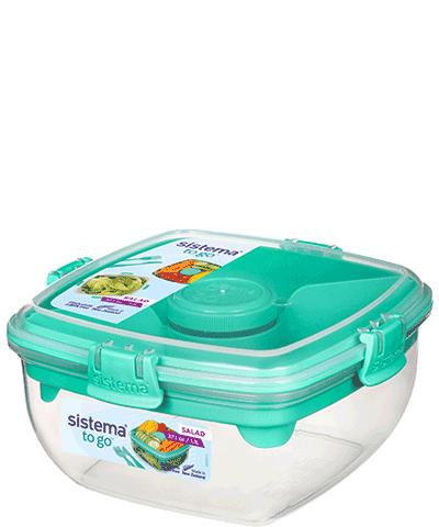 Sistema Salad TO GO Frischhaltedose mit Reisebesteck und Dressing-Becher Sistema Salad TO GO Frischhaltedose mit Reisebesteck und Dressing-Becher von Sistema