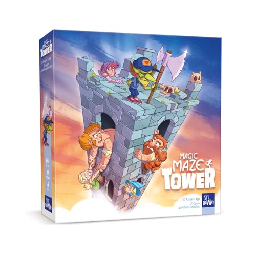 SIT DOWN!, Magic Maze Tower, Kooperatives Gesellschaftsspiel und spannendes Labyrinth-Abenteuer, Puzzle- & Rätselspaß für Familien, Für 1–4 Spieler ab 8 Jahren von SitDown!