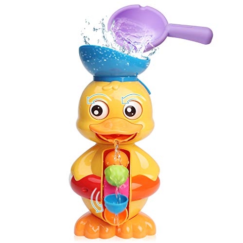 Sitodier Badespielzeug für Baby 18+ Monate, Kleinkind Ente Badewanne Spielzeug ab 2 3 4 Jahre mit Wasserrad & Drehbaren Augen, Kinder Badespielzeug für Jungen Mädchen mit Saugnäpfe /Wasserschaufel von Sitodier