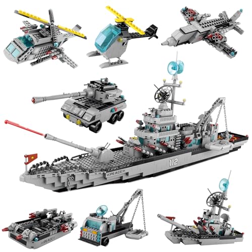 Sitodier Kriegsschiff Bauspielzeug, 1412pcs Militär Schlachtschiff Ozean Boot Schiff Baukasten für Jungen 6+ Jahre, Kreuzer Bauklötze Kit für Kinder im Alter von 6 7 8 9 10 11 12 Jahre alt von Sitodier