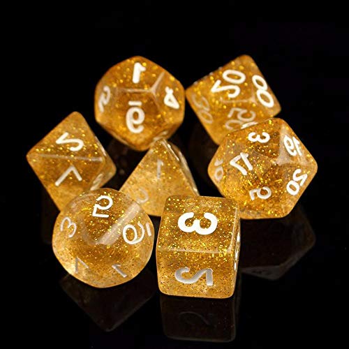 Polyedrisches Würfel-Set, glänzende Spielwürfel, Dungeons & Dragons, 7 Stück (Gold) von Sitrda