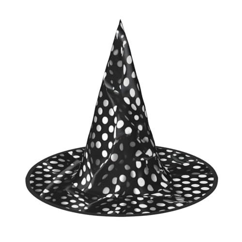 Siulas Halloween-Hexenhut-Kostüm, Hexenhüte für Damen, schwarz-weiße gewellte Punkte, Hexenkappe, Zubehör für Weihnachtsfeier, Schwarz von Siulas
