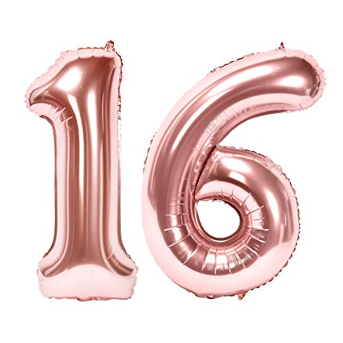 Siumir Zahlenballons Roségold Number Folienballons Zahl 16 Riesenzahl Luftballons für Geburtstag, Hochzeit, Jubiläum Party Dekoration Siumir Zahlenballons Roségold Number Folienballons Zahl 16 Riesenzahl Luftballons für Geburtstag, Hochzeit, Jubiläum Party Dekoration von Siumir