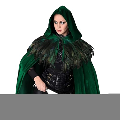 Siuwddee Kapuzenumhang Herren - Renaissance-Kostüm Cape Mit Kapuze,Samt Cape Unisex Für Renaissance Hexe Erwachsene Damen Herren Cosplay von Siuwddee