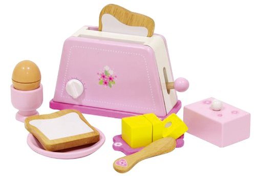 Siva Toys 225402 Siva Toaster Holz Pink mit Zubehör, Mehrfarbig von Siva Toys