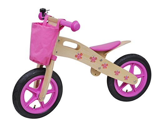 Siva 90110 - Kinder Laufrad Holz Woody Butterfly Bike, rosa von Dolu