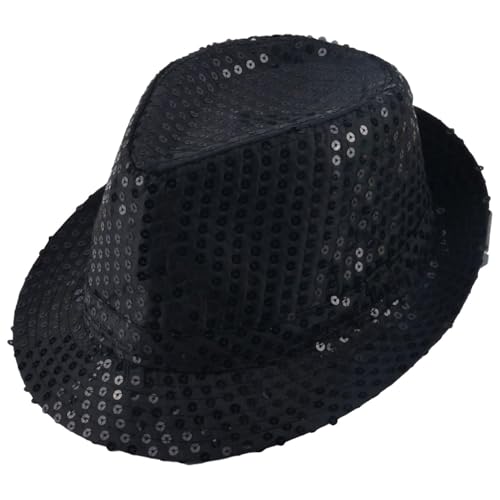 Sixfox Kinder Kostüm Hut Jungen Mädchen Western Jazz Tanzhut Pailletten Party Hut Glänzend Hut von Sixfox