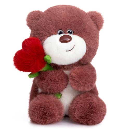 Teddybär Plüsch-Bär Teddy mit Herz Rose, Plüschtiere Liebe Valentinstag Bär, Stofftier Spielzeug Plüschtier Kuscheltier Geschenke für Freundin Kinder Geburtstag, Valentinstag(Rosarot,28cm) von Sixfox