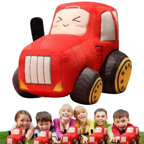 Traktor Plüschkissen, Traktor Stofftier Kissen, Traktor Plüschtiere, Tractor Themed Pillow, Traktor Auto Plüschkissen, Tractor Plush Toy, Kinder（Rot） von Sixfox