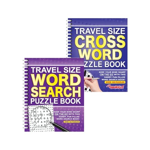 Sixstore A5 Spiralbindung Reisegröße Wortsuche Puzzlebücher lila und lila Kreuzworträtselbuch – 2er-Set von Sixstore