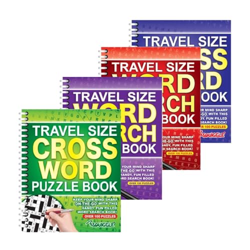 Sixstore A5 Spiralbindung Reisegröße Wortsuche und Kreuzworträtsel Puzzlebücher 4er Set Puzzles Buch Gehirn-Teasers Reise von Sixstore