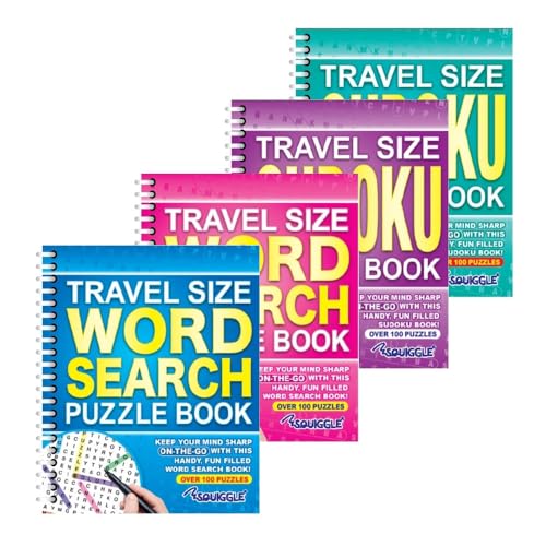 Sixstore A5 Spiralbindung Reisegröße Wortsuche und Sudoku Puzzle Bücher 4er Set Brain Teasers Travel Puzzles Book von Sixstore