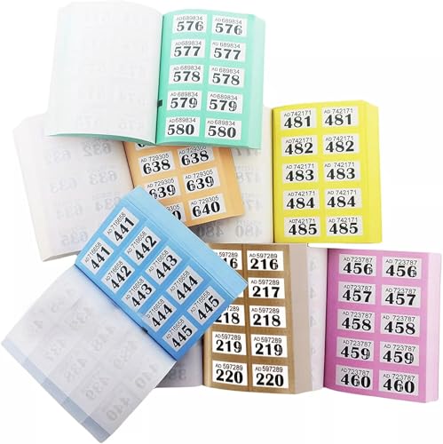 Sixstore Set mit 6 Büchern für Garderobe und Tombola-Ziehung, nummerierter Wohltätigkeitsorganisationspreis, Glückszahlenziehungen, farbige Tickets mit perforierten Tränenlinien Sixstore Set mit 6 Büchern für Garderobe und Tombola-Ziehung, nummerierter Wohltätigkeitsorganisationspreis, Glückszahlenziehungen, farbige Tickets mit perforierten Tränenlinien von Sixstore