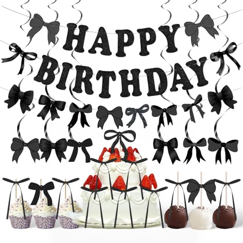 Happy Birthday Girlande Tortendeko Fliege Happy Birthday Banner Girlande Geburtstag Schleife Befestigt Schleifen Deko für Geburtstage Geschenke Partys Hochzeiten Taufen Jahrestag von Siyrdxcbt