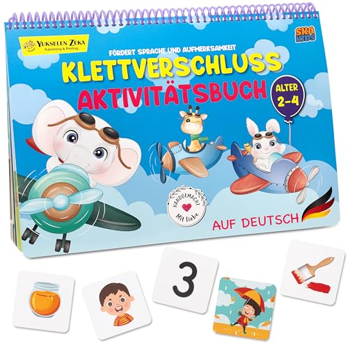Ska Kids Montessori Mitmachbuch,Busy Book Lernspiel mit Klett-Sticker Funktion für Kinder ab 2,3 bis 4 Jahren. Motorik Quiet Book für Mädchen und Jungen, das Spielzeug und Buch in einem vereint. von Ska Kids