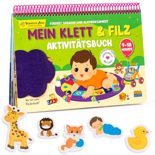 Ska Kids Montessori Spielzeug Buch für Kinder ab 9-18 Monaten, Quiet Book Lernspiel mit Klett-Filz Funktion. Beschäftigungs Busy Book für Mädchen und Jungen, das Spielzeug und Buch in einem vereint von Ska Kids