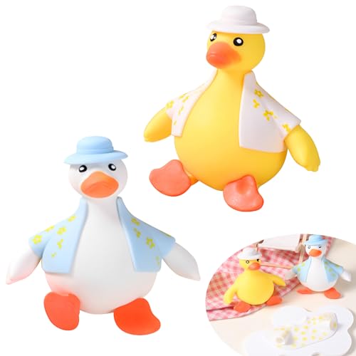 2 Stück Spielzeug zum Stressabbau 15cm Ente Stressspielzeug Verkleidete Ente Stress Relief Toys Dress Up Duck Lustige Quetschspielzeug Stressbälle Ente Squeeze Spielzeug für Erwachsene Kinder von Skeadex