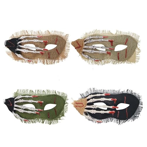 Skeadex Halloween Totenkopf Hand Masken, Horror Maske mit Skelett Hand, Halloween Deko Totenkopf Maske Skeletthand, Masken für Halloween Karneval Maskerade Rollenspiele Kostüme (4pcs) von Skeadex