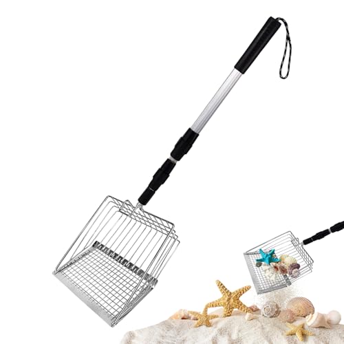 Skeadex Netz Schaufel Kinder, Spielstabil Schaufel Sandkasten Höhenverstellbar, Filter Kinderschaufel Metall zum Aufheben von Muscheln, Strandspielzeug Sandschaufel Kinder Strand Gadget (B) von Skeadex
