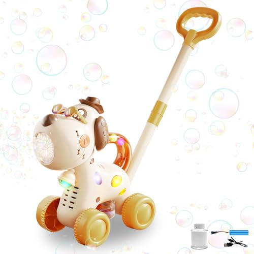 Skeadex Seifenblasenmaschine Rasenmäher Kinder, Seifenblasen Kinder Bubble Machine mit LED Licht & Blasenlösungm Sommer Outdoor Gartenspielzeug Seifenblasen Rasenmäher für Kinders (B) von Skeadex