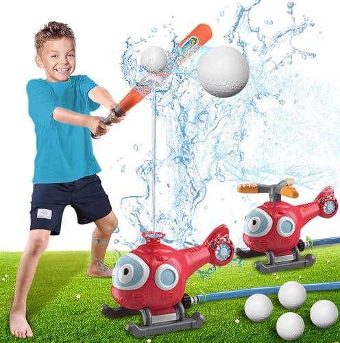 Wasserspielzeug Kinder Outdoor Spielzeug, 2-in-1 Wassersprinkler-Baseballspielzeug mit 2 Sprinklerköpfen, Sprinkler Outdoor Spiele für Kinder Gartenspielzeug Kinder Draußen Wasserspiel (Flugzeug) von Skeadex
