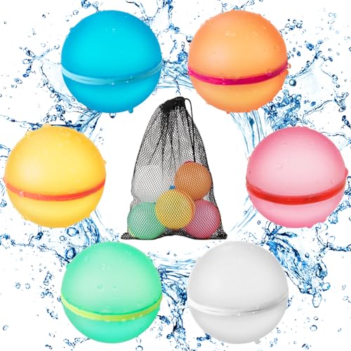 Wiederverwendbare Wasserbomben 6 Stück & 1 Mesh Bag, Magnet Selbstschließend Wiederverwendbar Schnell Wiederbefüllbare Silikon Wasserbomben Für Wasserschlachten, Familienaktivitäten Wiederverwendbare Wasserbomben 6 Stück & 1 Mesh Bag, Magnet Selbstschließend Wiederverwendbar Schnell Wiederbefüllbare Silikon Wasserbomben Für Wasserschlachten, Familienaktivitäten von Skeufy