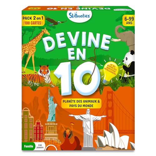 Skillmatics Guess Kartenspiel im 10 Tier und Land Kit | Geschenke für Kinder ab 6 Jahren | Spaß zum Spielen im Freien, Reisen und Familienfeiern | 100 Spielkarten von Skillmatics