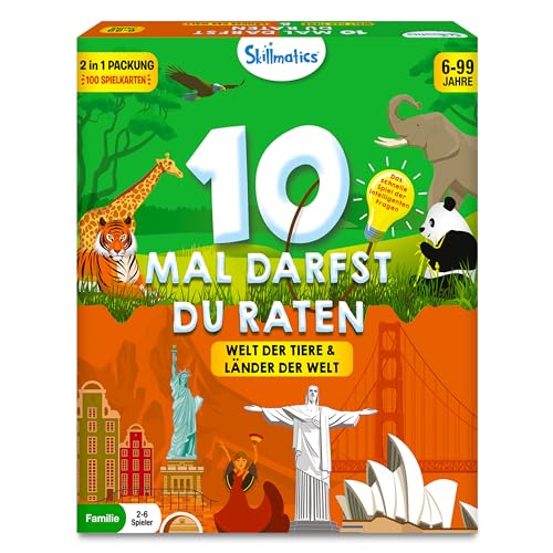 Skillmatics Kartenspiel - 10 Mal darfst du raten Doppelpack Tiere und Länder, Geschenke für Kinder ab 6 Jahren, Großer Spaß für Unterwegs Skillmatics Kartenspiel - 10 Mal darfst du raten Doppelpack Tiere und Länder, Geschenke für Kinder ab 6 Jahren, Großer Spaß für Unterwegs von Skillmatics
