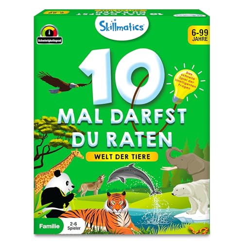 Skillmatics Kartenspiel - 10 Mal darfst du raten Tierreich, Geschenke für Kinder ab 6 Jahren, Groβer Spaβ für Reisen und Familienspiel Abende von Skillmatics