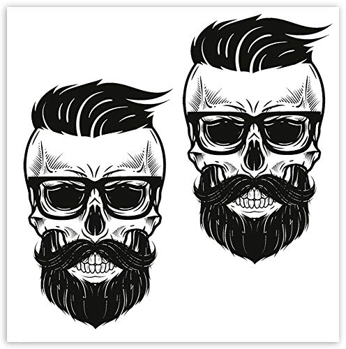 SkinoEu® 2 Stück Vinyl Aufkleber Autoaufkleber Schädel Modern Bart Mit BrilleTotenkopf Funny Stickers Auto Moto Motorrad Fahrrad Helm Fenster Tür Tuning B 108 von SkinoEu