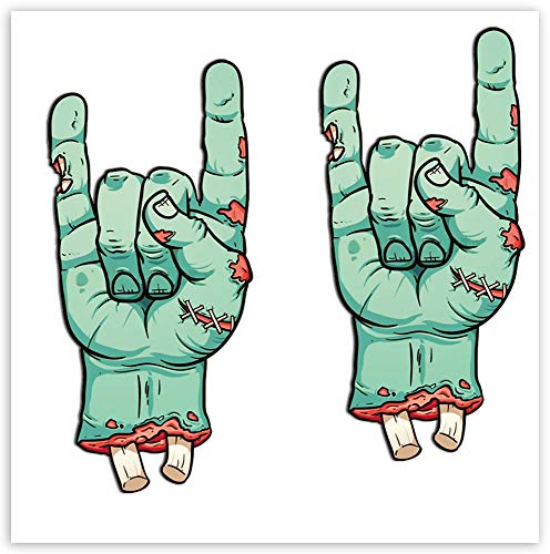 SkinoEu® 2 Stück Vinyl Aufkleber Autoaufkleber Zombie Rock Hand Funny Horror Stickers Auto Moto Motorrad Fahrrad Helm Fenster Tür Tuning B 117 Z* von SkinoEu