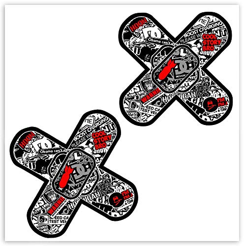 SkinoEu® 2 Stück Vinyl Aufkleber Autoaufkleber Sticker Bomb White Pflaster Heftpflaster Kreuz Band Spiegel Auto Moto Motorrad Fahrrad Fenster Tür Tuning B 223 von SkinoEu