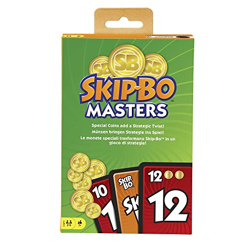 Mattel Games HJR21 - Skip-Bo Masters Kartenspiel für Familien, Reisen und Spieleabende, 2 bis 6 Spieler, Karten und Brettspiel ab 6 Jahren von Skip-Bo