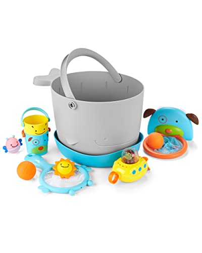 Skip Hop Eimer gefüllt mit Badespielzeug für Babys, Badespielzeug und Eimer, grau Skip Hop Eimer gefüllt mit Badespielzeug für Babys, Badespielzeug und Eimer, grau von Skip Hop