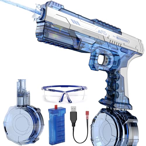 Elektrische Wasserpistole mit realistischer Mündungsflamme, Hochleistungs-Spritzpistolen, Sommer-Outdoor-Strand-Schwimmbad-Party-Spielzeug für Erwachsene und Kinder 66-35 von Skirfy