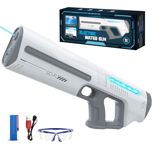 Skirfy Elektrische Wasserpistole für Kinder und Erwachsene, batteriebetriebenes Spritzspielzeug mit Tank, 9 m Reichweite, LED-Licht, automatische Wasseraufnahme, Sommerspiel am Strand im Freien Skirfy Elektrische Wasserpistole für Kinder und Erwachsene, batteriebetriebenes Spritzspielzeug mit Tank, 9 m Reichweite, LED-Licht, automatische Wasseraufnahme, Sommerspiel am Strand im Freien von Skirfy