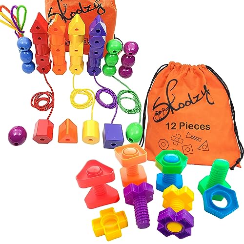 Skoolzy Regenbogen-Schnürperlen, Muttern und Bolzen, 24-teiliger Formsortierer und 37-teiliges Montessori-Spielzeug, sensorisches Paket für 36+ Monate, Kleinkinder und Ergotherapie, Feinmotorikspiel Skoolzy Regenbogen-Schnürperlen, Muttern und Bolzen, 24-teiliger Formsortierer und 37-teiliges Montessori-Spielzeug, sensorisches Paket für 36+ Monate, Kleinkinder und Ergotherapie, Feinmotorikspiel von Skoolzy