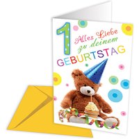Geburtstagskarte zum 1. Geburtstag, Bär Geburtstagskarte zum 1. Geburtstag, Bär von Skorpion GmbH