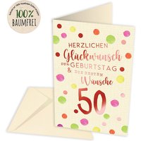 Geburtstagskarte zum 50. Geburtstag aus Zuckerrohrpapier, inkl. Umschlag Geburtstagskarte zum 50. Geburtstag aus Zuckerrohrpapier, inkl. Umschlag von Skorpion GmbH