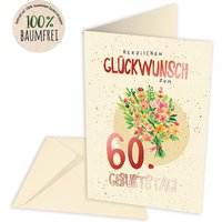Geburtstagskarte zum 60. Geburtstag aus Zuckerrohrpapier, inkl. Umschlag Geburtstagskarte zum 60. Geburtstag aus Zuckerrohrpapier, inkl. Umschlag von Skorpion GmbH