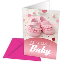 Glückwunschkarte zur Geburt, rosa Schuhe Glückwunschkarte zur Geburt, rosa Schuhe von Skorpion GmbH