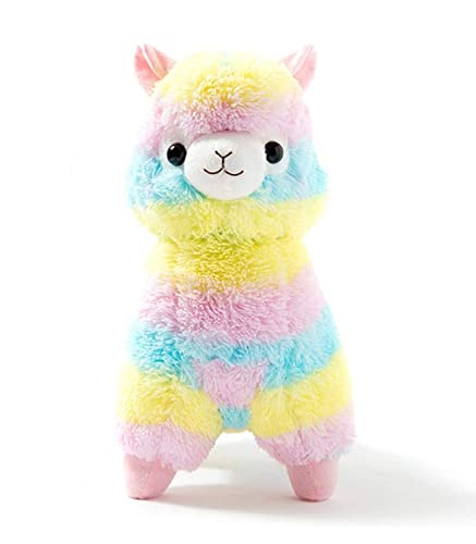 Skrsila Kuscheltier Alpaka 28 cm Regenbogen Kinder Plüschtiere Puppe Lama Süße Weiche Stofftier Alpaka Rainbow Alpaca Spielzeug Geschenke für Baby Kleinkinder Plüsch Alpaka von Skrsila