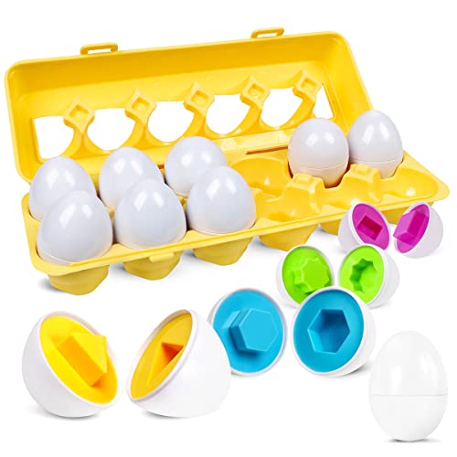 Montessori Spielzeug Passende Eier Farbe & Form Erkennung Sorter Skills Spielzeug für Kleinkinder,Passende Eier Set Osterei,Feinmotorik Montessori Puzzle Geschenk von Skrtuan