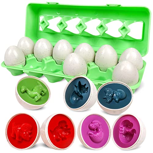 Matching Eggs-Dinosaur,Farbe & Form Erkennung Sorter Skills Spielzeug für Kleinkinder,Passende Eier Set Osterei,Montessori Spielzeug ab 1 Jahr von Skrtuan