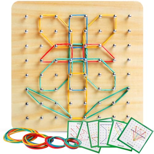 Skrtuan Montessori Spielzeug Ab 3 Jahre, Holz Geoboard Holzspielzeug Ab 3 4 5 6 Jahre, Lernspielzeug Montessori Motorikspielzeug,Lernspielzeug Für Kinder, Phantasie Und Kreativität Der Kinder Anregt von Skrtuan